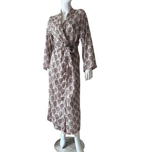 Dress code Paris Brown White Patterned Robe cover up beach dress Sheer boho